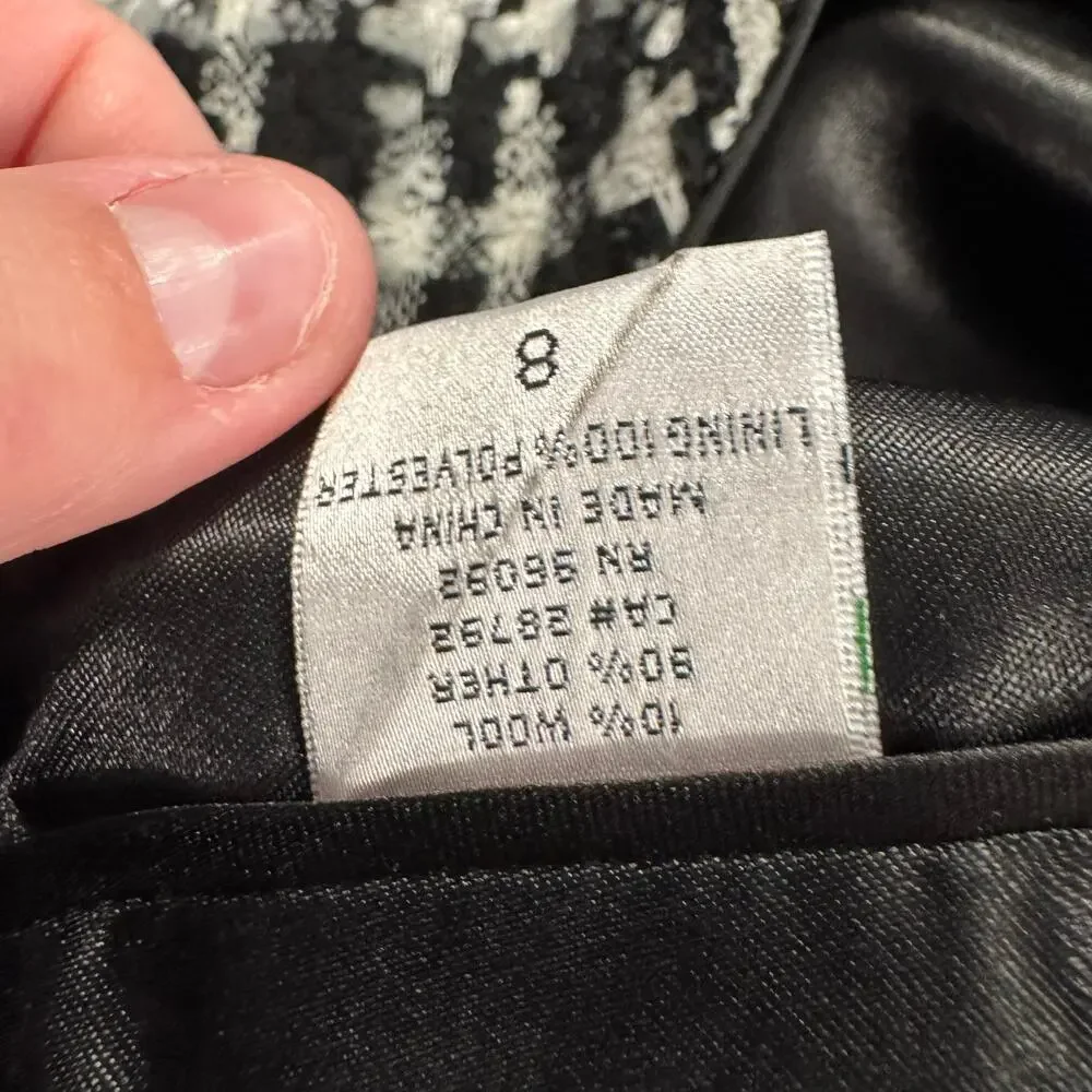 NWT Dalia Collection Wool Blend Short Pencil Skirt Size 8 Black & White Tweed - Picture 6 of 9